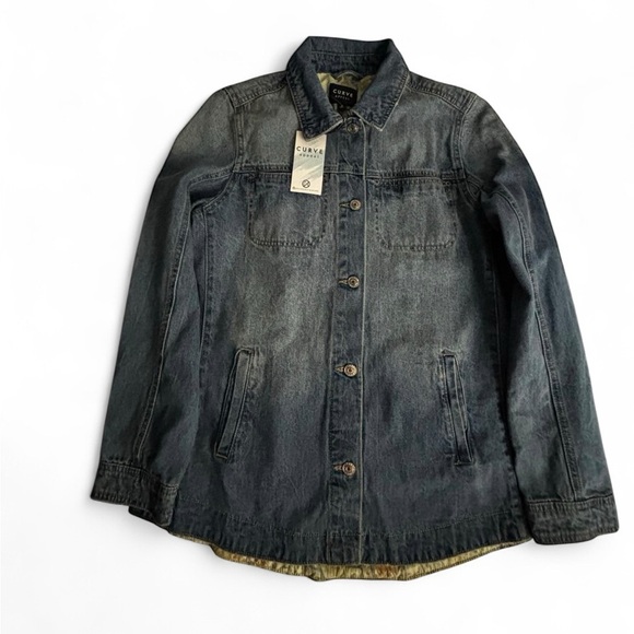 Curve Appeal Jackets & Blazers - NWT Curve Appeal Denim Jacket Medium Blue Wash Button Front Womens Coat